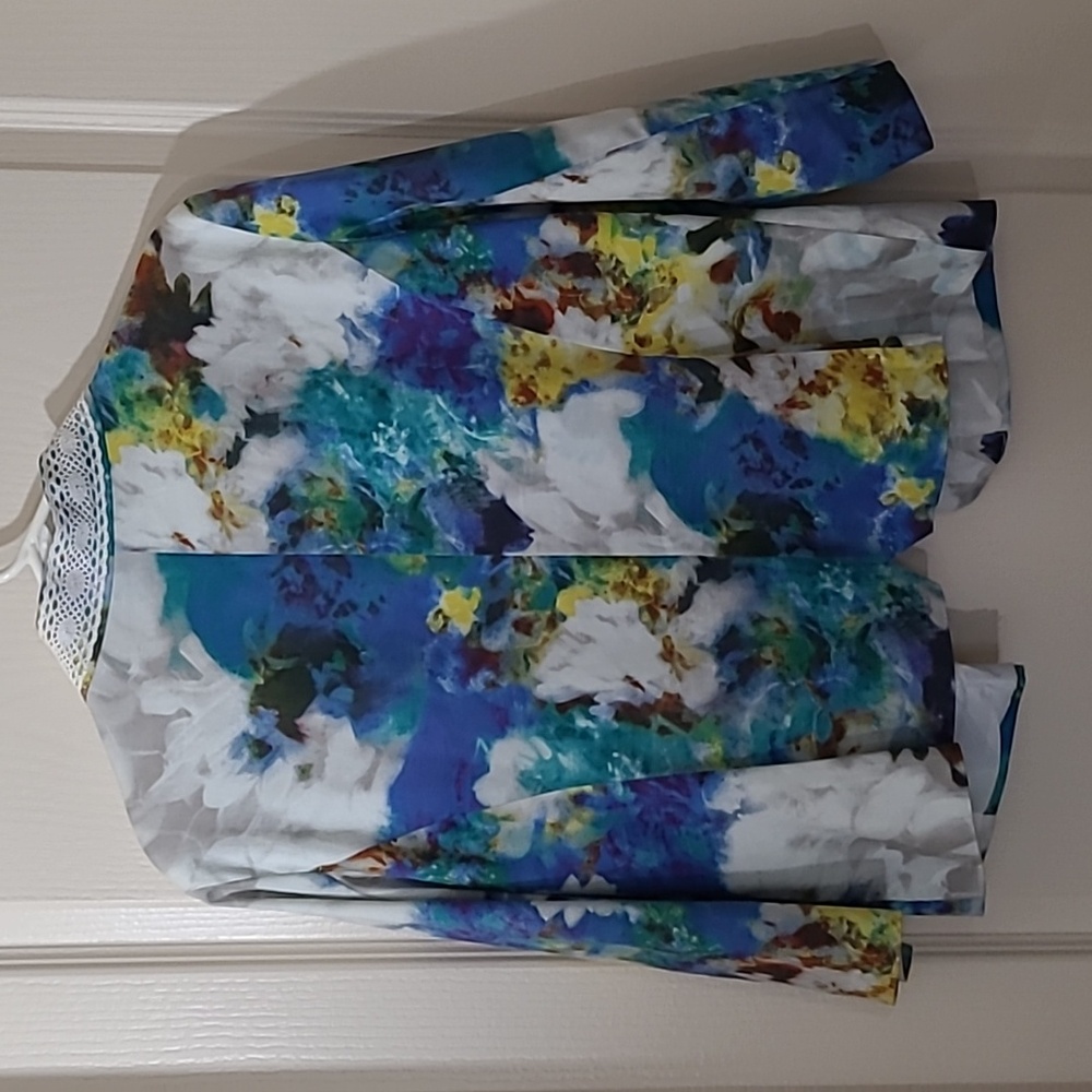 NOTATIONS Multicolor Abstract Blazer Size L - Picture 3 of 7